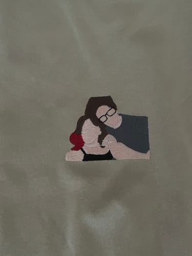 Customer photo review of Custom Embroidered Sweatshirt Portrait Music Player Couple Family Gift