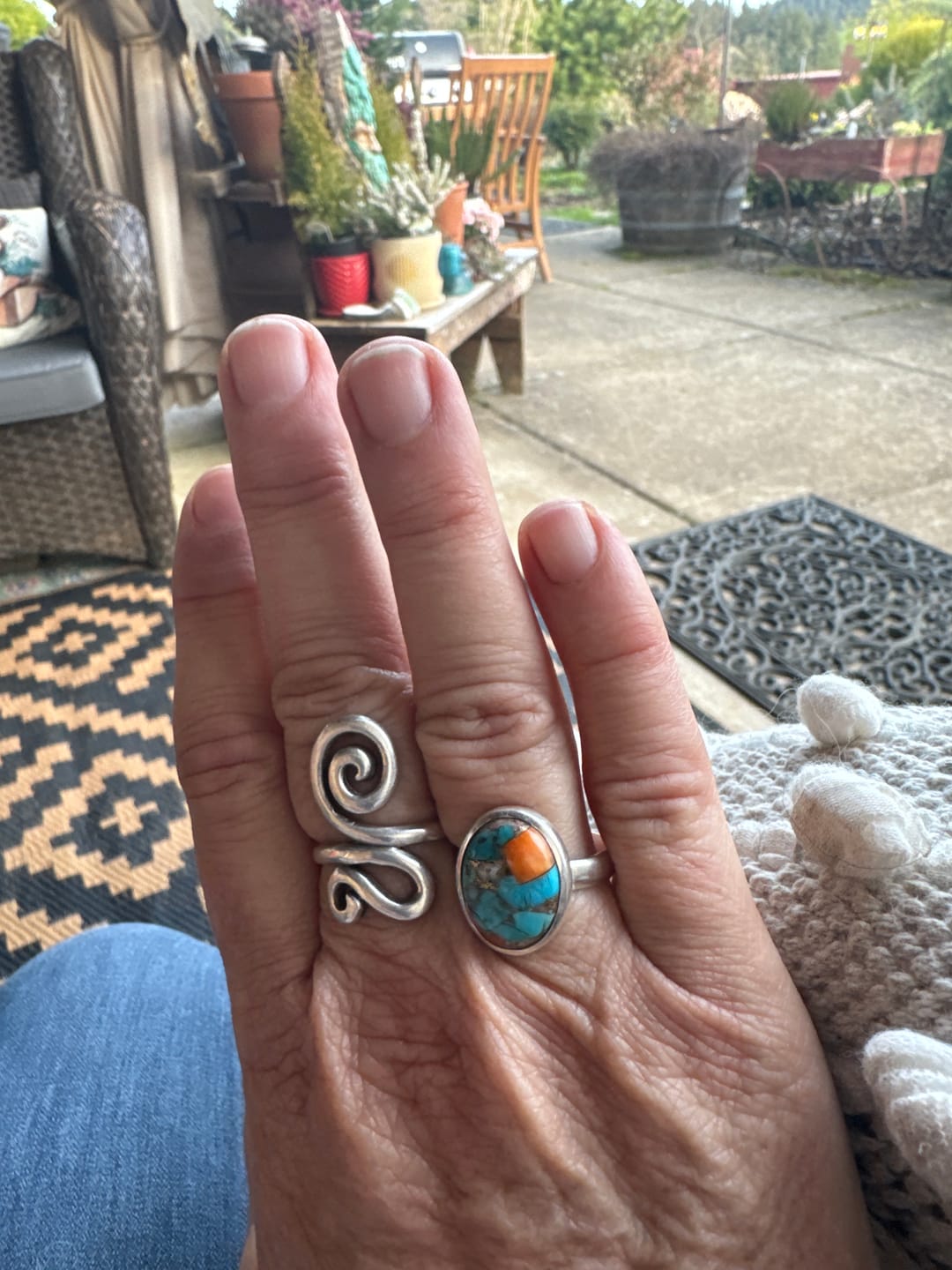Customer photo review of Oyster Copper Turquoise Ring Sterling Silver