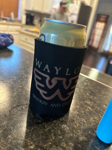 Customer photo review of Drinkin' and Dreamin' Waylon Jennings Collapsible Koozie