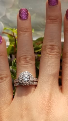 Customer photo review of Halo CZ Ring in Sterling Silver