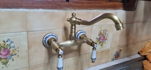 Customer photo review of Mélangeur Mural Cuisine en Laiton Antique