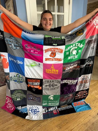 T-shirt quilt featuring brighton cross country team, scranton cross country team by Kari from MI