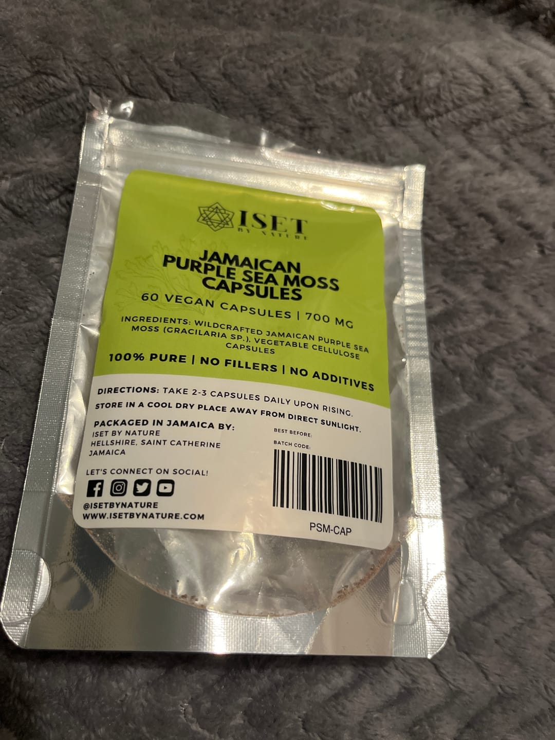 Customer photo review of Jamaican Purple Sea Moss Capsules | 700 mg | 100% Pure | No Fillers | 60 Vegan Capsules