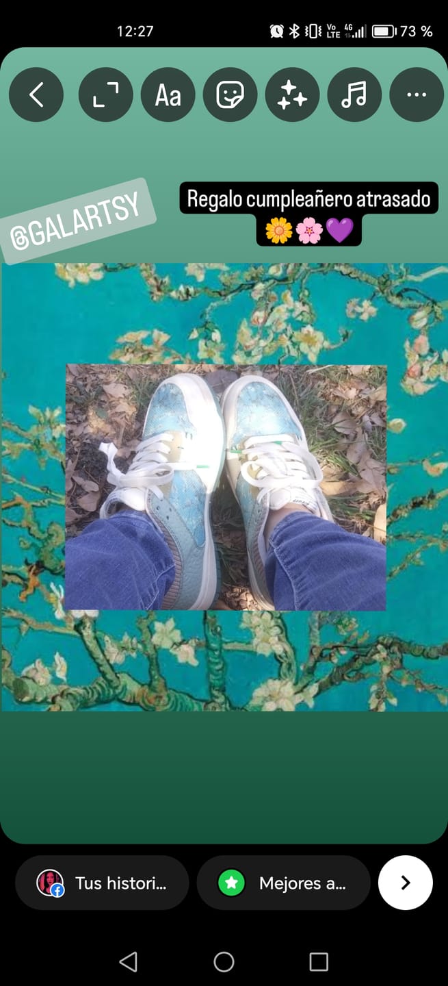 Customer photo review of Van Gogh Almond Blossoms inspired sneakers