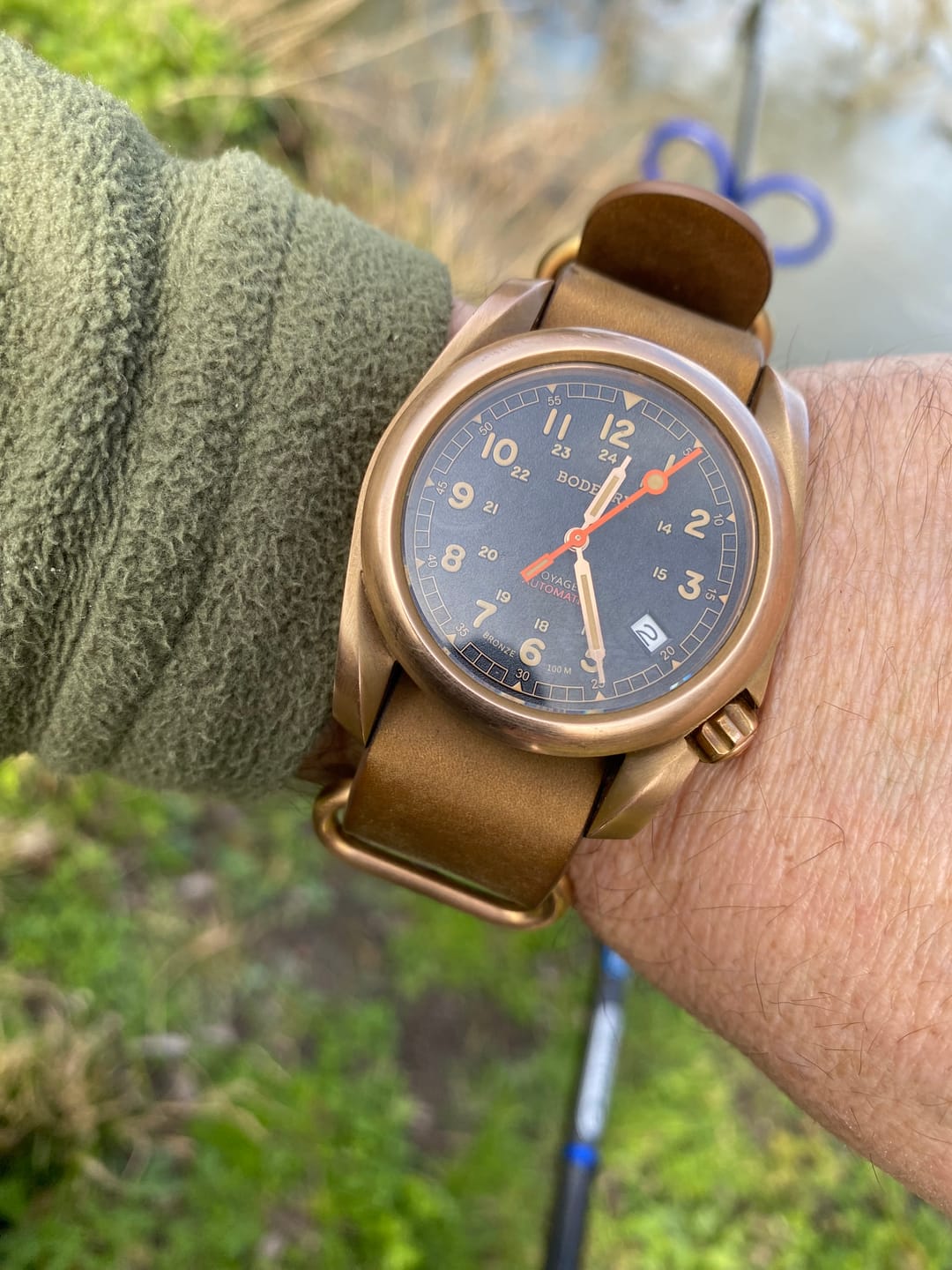 Customer photo review of VOYAGER - 100M Waterproof Bronze Automatic Field Watch | Black