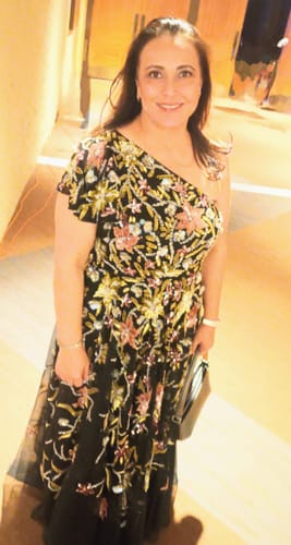 Customer photo review of One Shoulder Beaded Mesh Gown