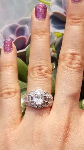 Customer photo review of Halo Woven Oval CZ Ring in Sterling Silver