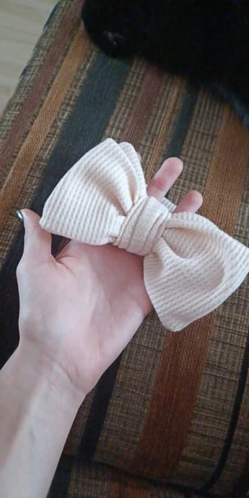 Customer photo review of Baby Girl Large Waffle Bowtie Headband