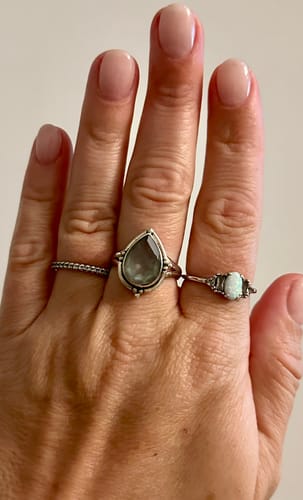 Customer photo review of Teardrop Aquamarine Ring Sterling Silver
