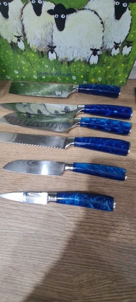 Customer photo review of Cerulean 16-Piece Japanese Knife Block Set — High-Carbon Steel with Blue Resin Handles