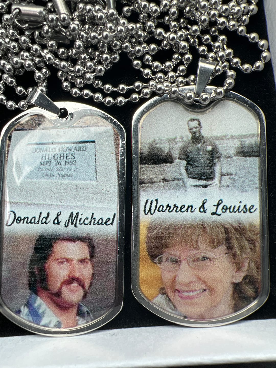 Customer photo review of Custom Name and 2 Photos  Memorial Dogtag Necklace Gift