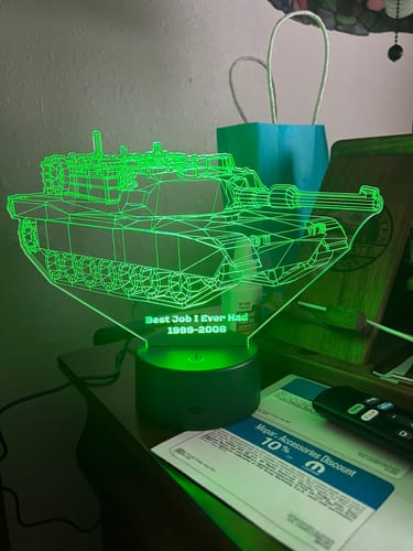 Customer photo review of M1 Abrams Main Battle Tank  - 3D Optical Illusion Lamp