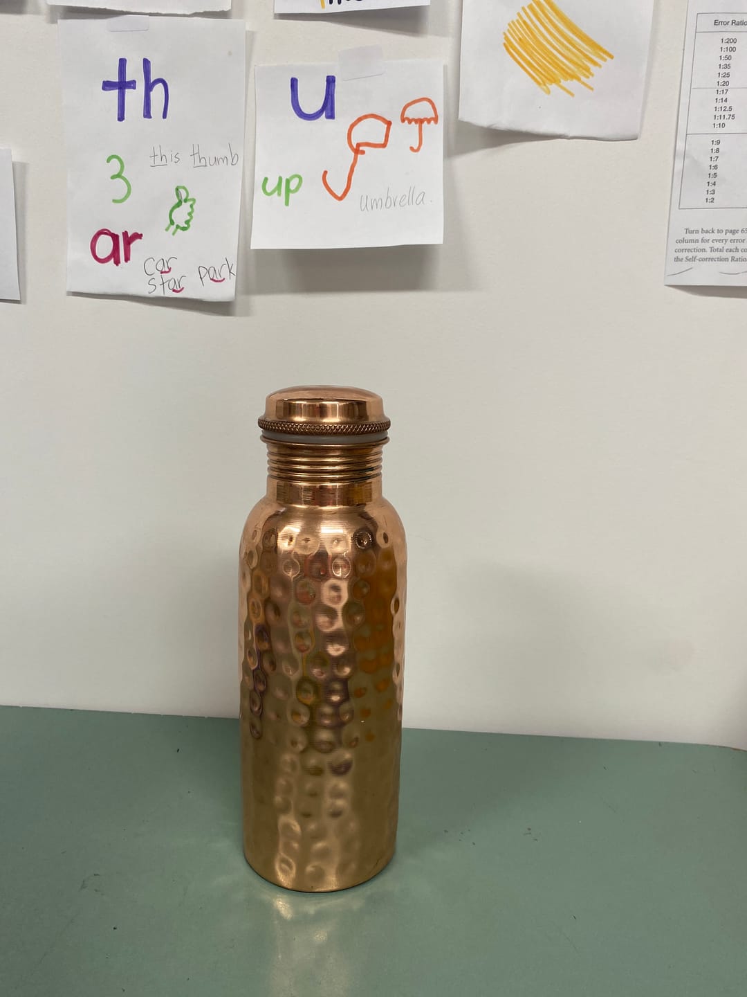 Customer photo review of Hammered Pure Copper Water Bottle