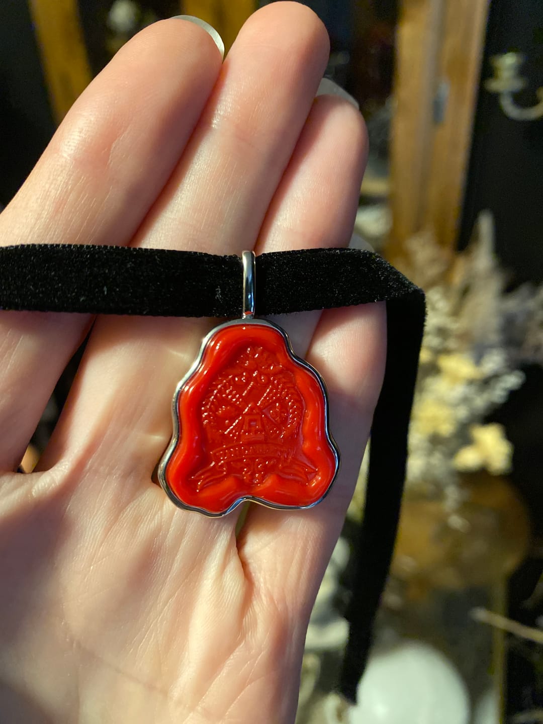 Customer photo review of FINAL SALE - Sleepy Hollow™ Van Garrett Wax Seal Necklace