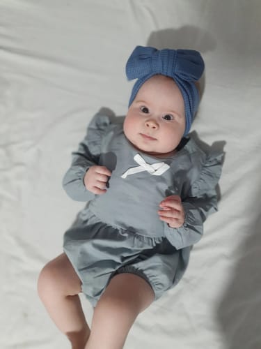 Customer photo review of Baby Girl Large Waffle Bowtie Headband