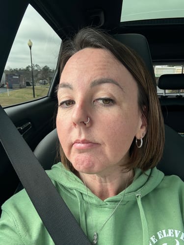 Customer photo review of Triple Sided Micro Gem Titanium Hinged Nose Hoop