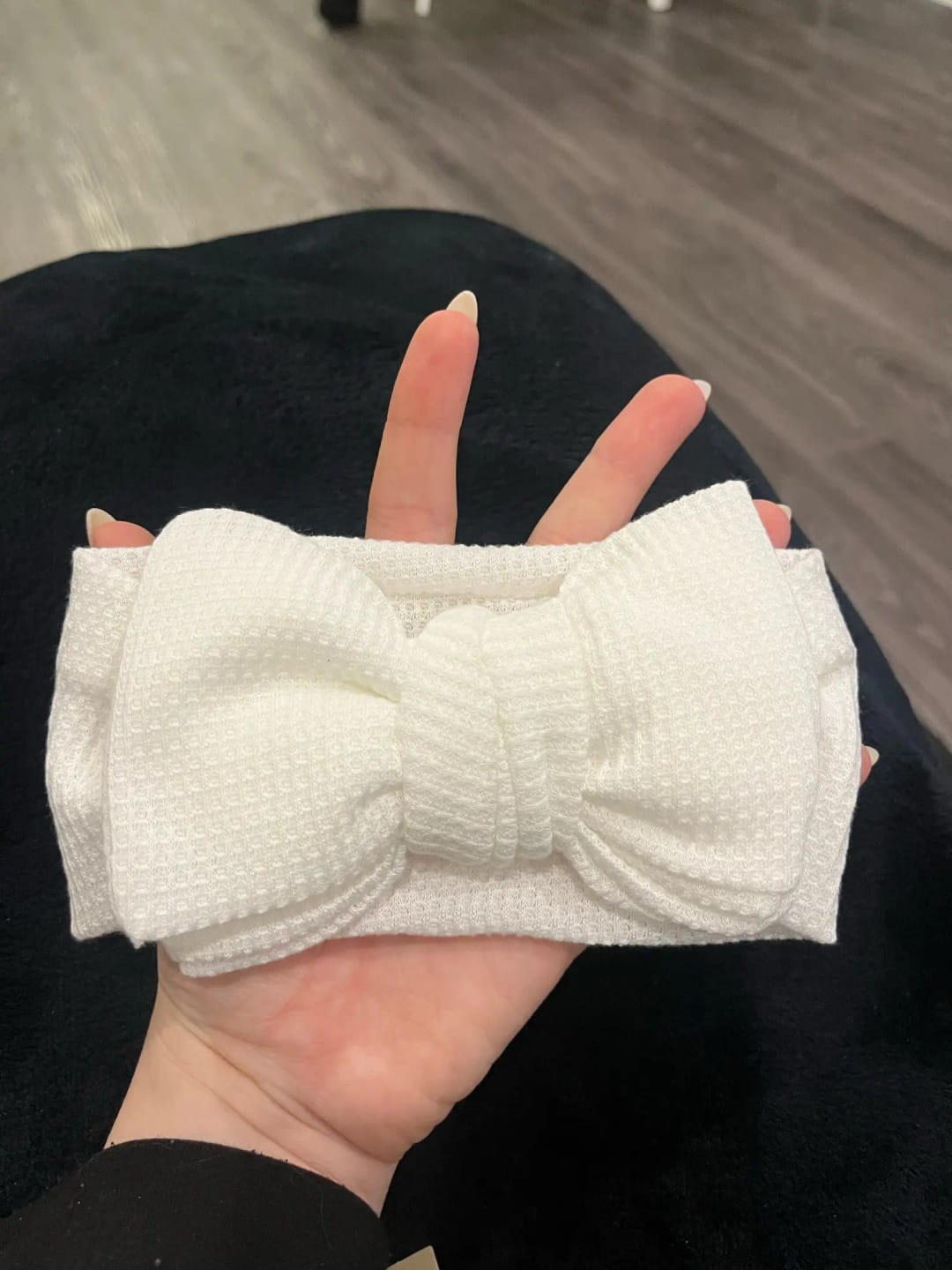Customer photo review of Baby Girl Large Waffle Bowtie Headband