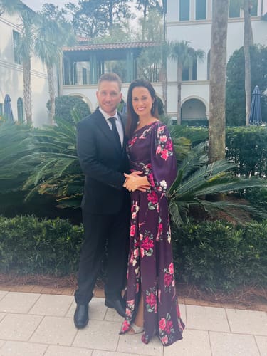 Customer photo review of Plum Floral Print One Sleeve Gown