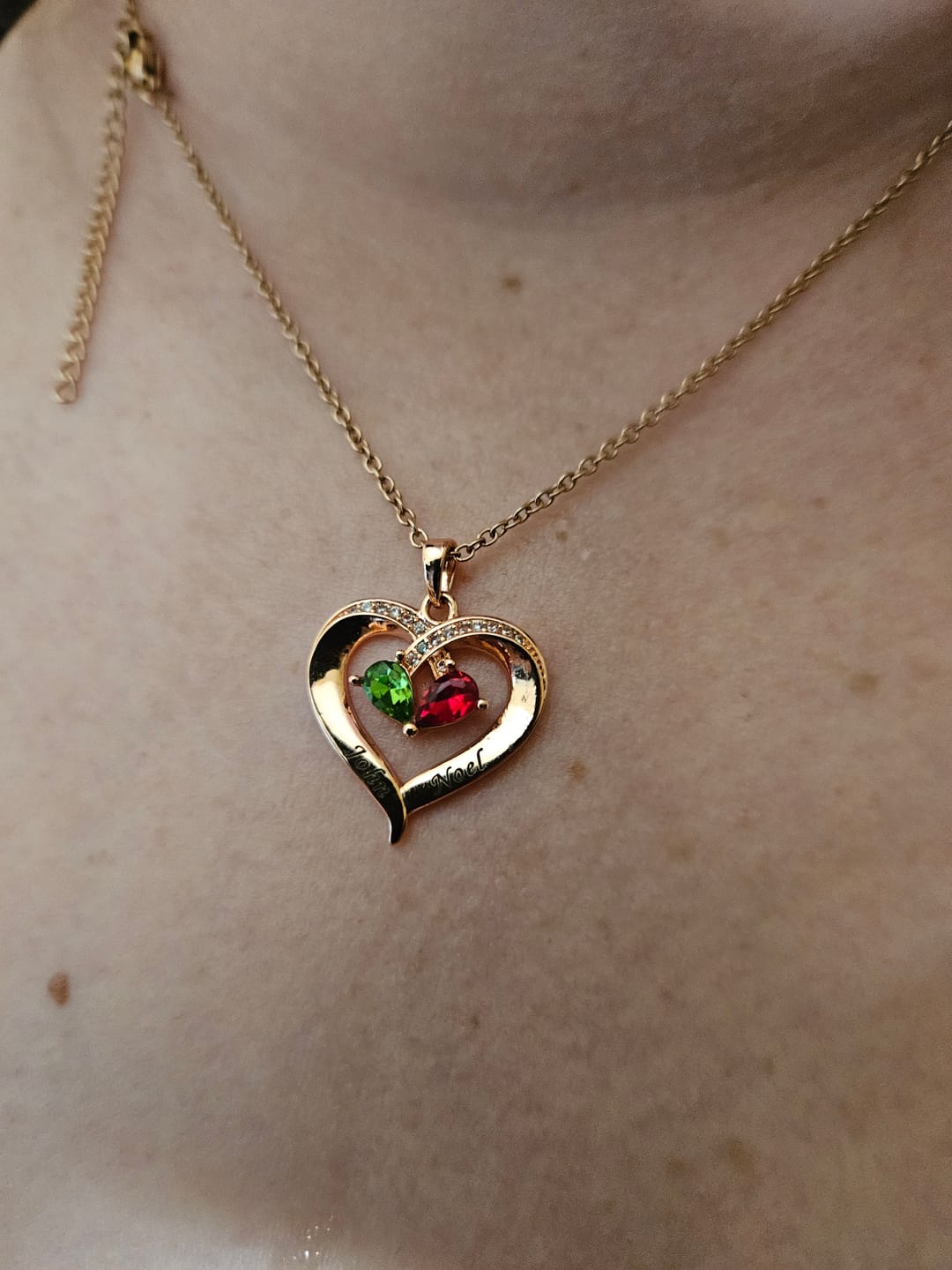 Customer photo review of Forever Love Birthstone & Diamond Heart Pendant Necklace