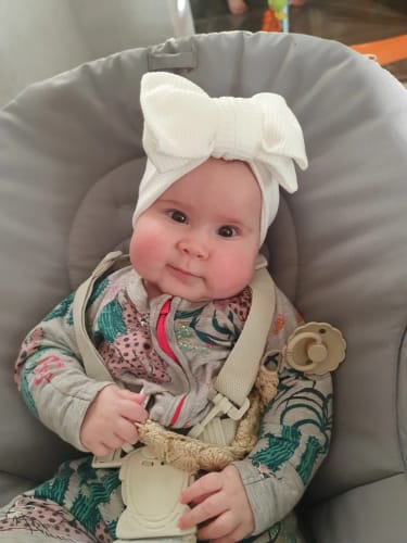 Customer photo review of Baby Girl Large Waffle Bowtie Headband