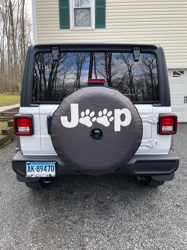 Customer photo review of Jeep Paw Spare Tire Cover for Jeep Wrangler