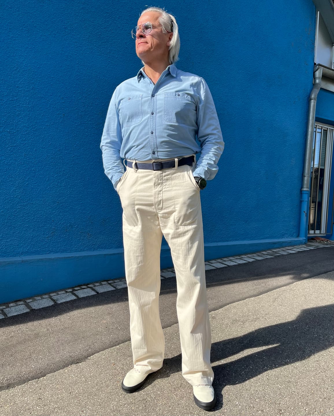 Customer photo review of Blue Chambray Work Shirt