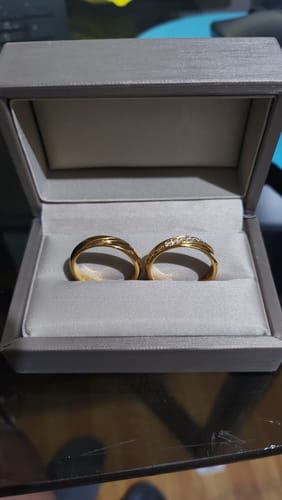 Customer photo review of Burgundy Wedding Rings