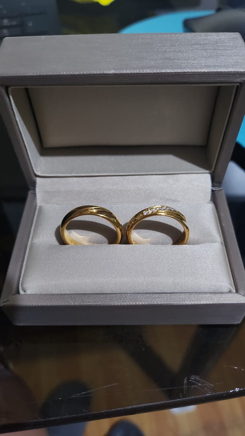 Customer photo review of Burgundy Wedding Rings