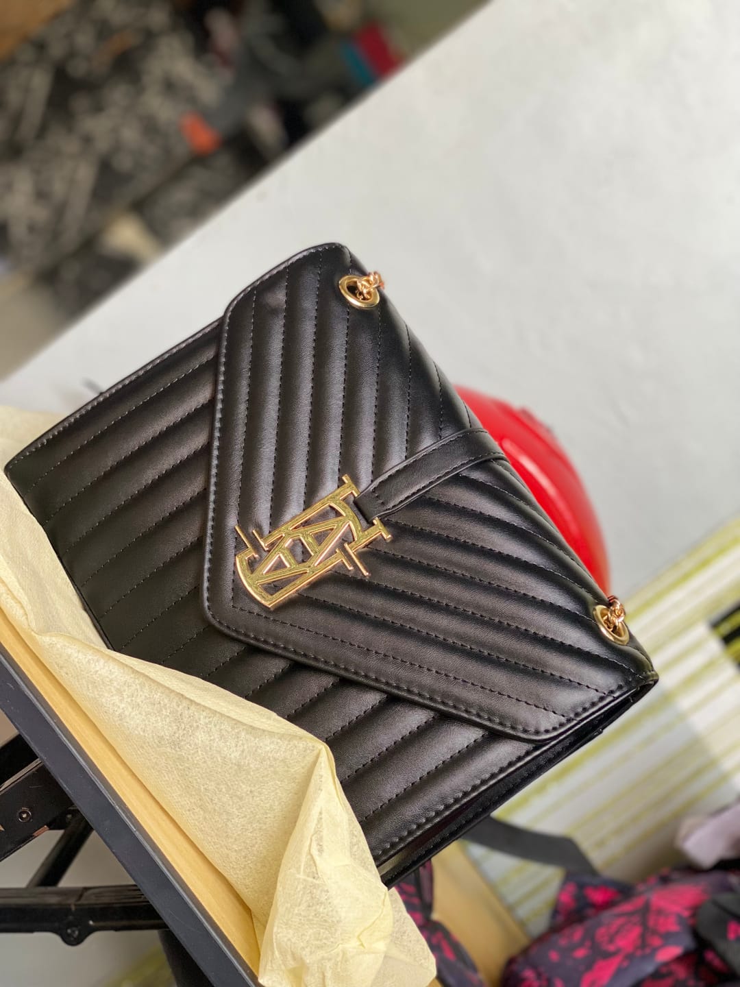 Customer photo review of MADRID LEATHER ENVELOPE BAG