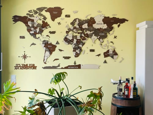 Customer photo review of Wooden World Map with States and Capitals - Multilayered