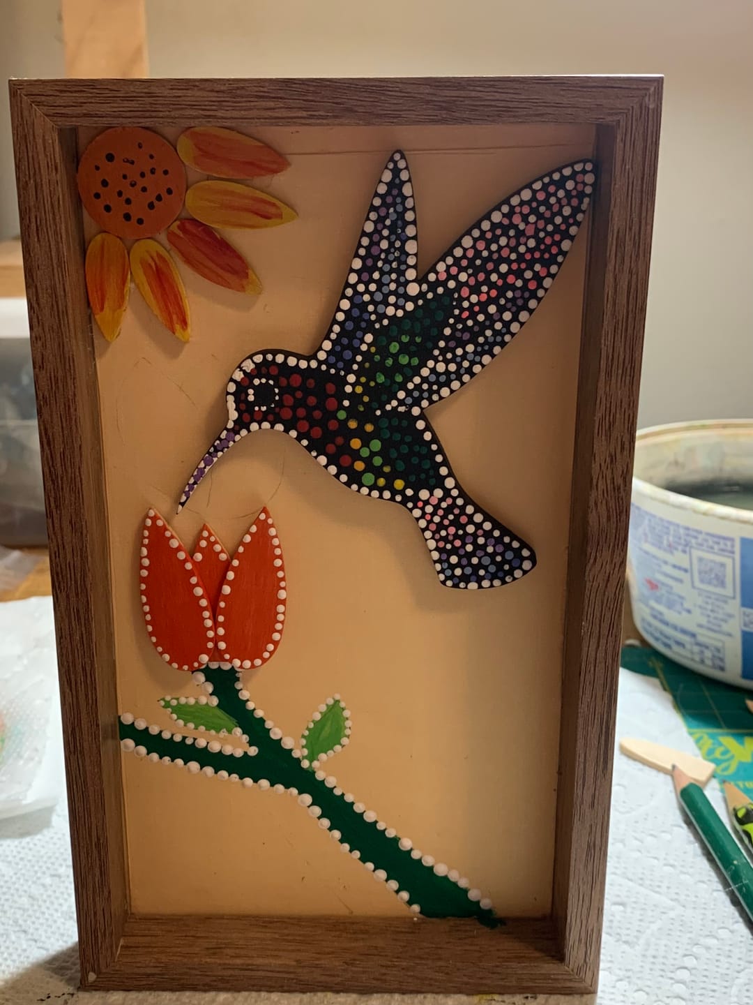 Customer photo review of Unfinished Wood Hummingbird Shape - Bird Animal - Craft - up to 24" DIY