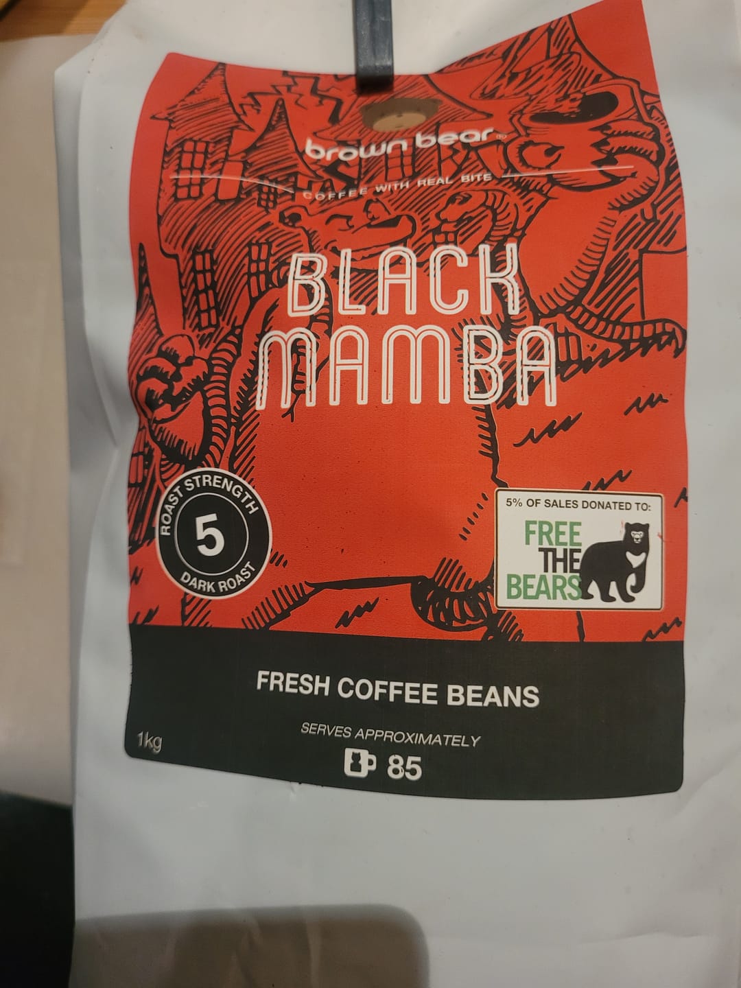 Customer photo review of Strong Dark Roast Coffee - Black Mamba - High Caffeine