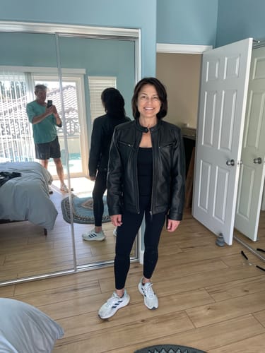 Customer photo review of Women's café racer leather jacket