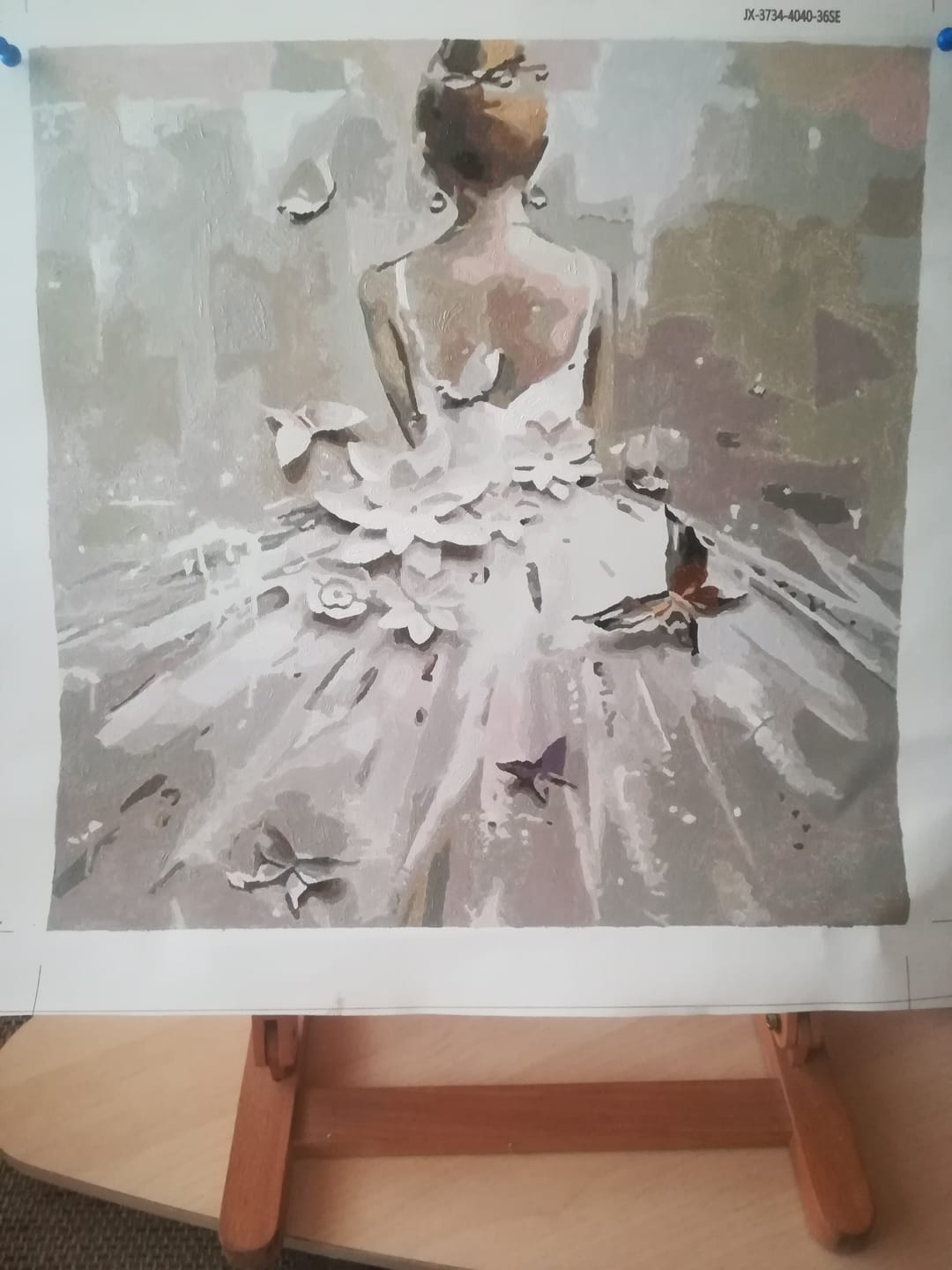 Customer photo review of Malen nach Zahlen - Frau mit weißem Kleid, Schmetterlinge und Blumen