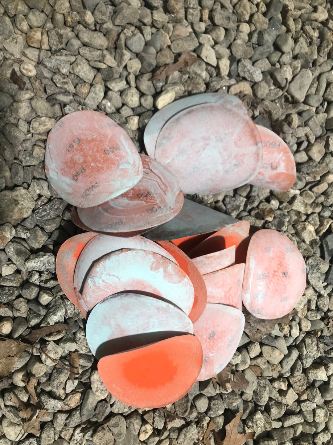 Customer photo review of 5 Inch Hook and Loop Orange Wet / Dry Auto Body Film Sanding Discs, 50 Pack