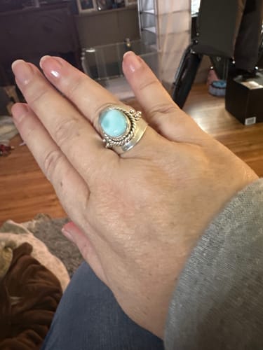 Customer photo review of Larimar Sterling Silver Boho Ring for Women