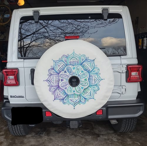 Customer photo review of Teal & Purple Mandala Spare Tire Cover for Jeep, Bronco, RV, Camper, & More