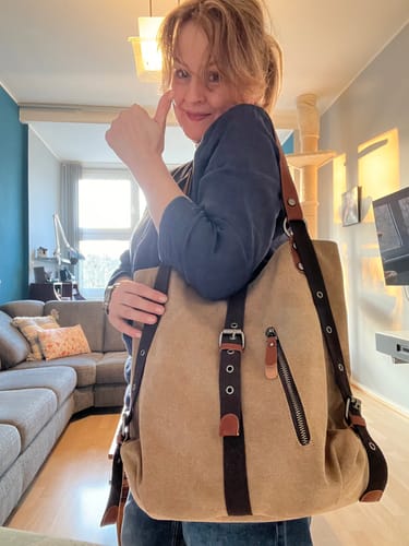 Customer photo review of Women Casual Canvas Shoulder Bag Backpack