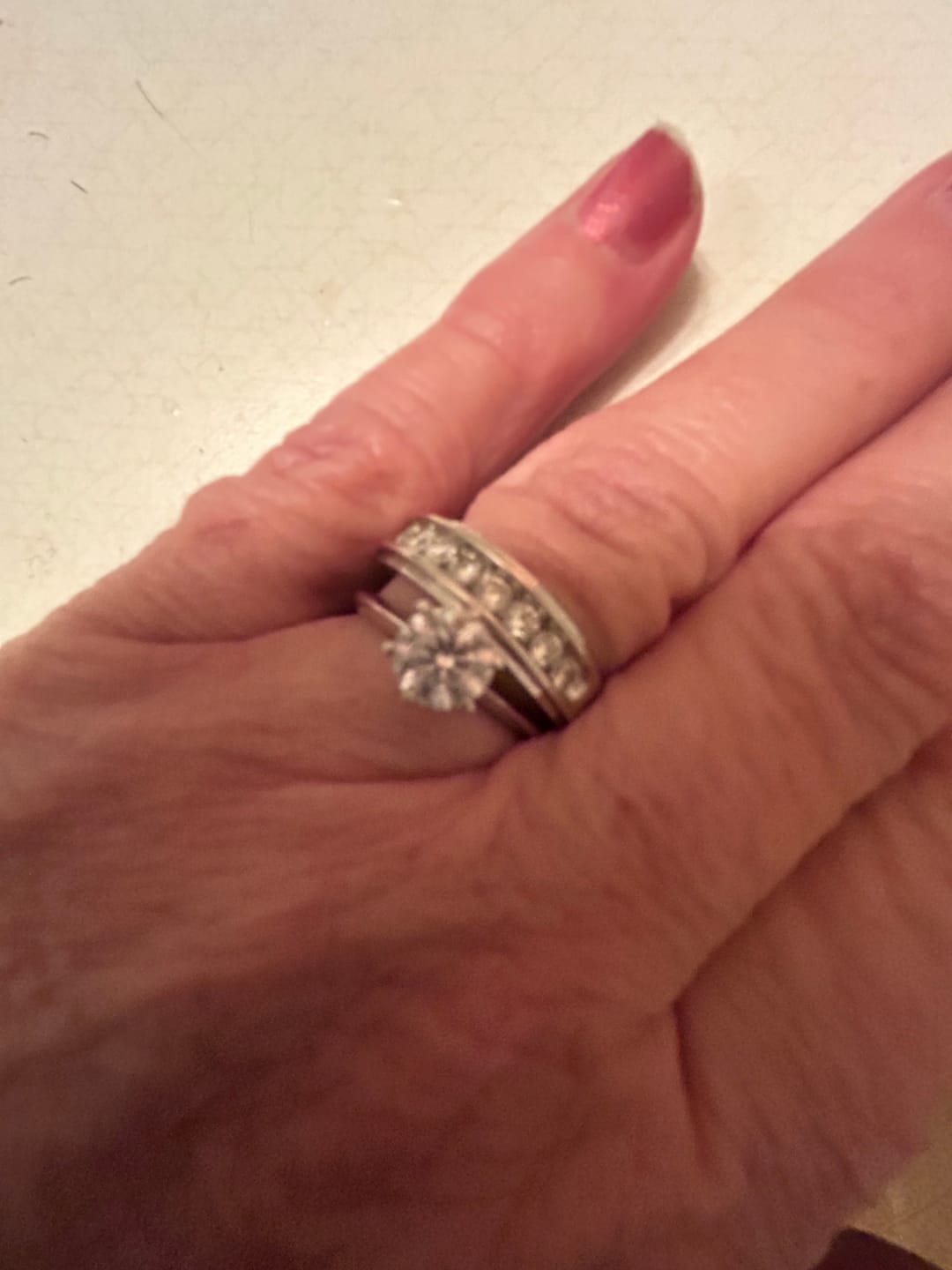 Customer photo review of Classic Solitaire Moissanite Six-Prong Sterling Silver Engagement Ring