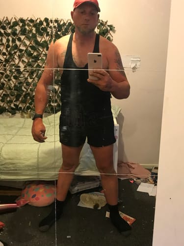 Customer photo review of Trip Reflective Hollow T-Back Singlet Stringer - Black