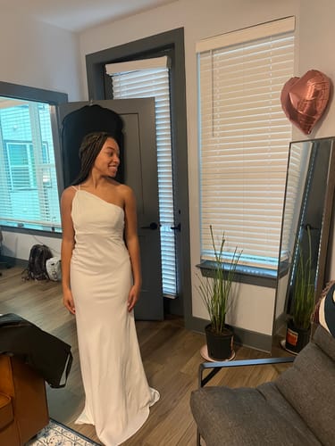 Customer photo review of One Shoulder Double Strap Satin Gown - FINAL SALE