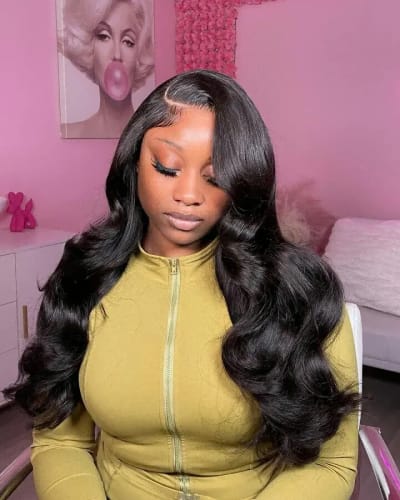 Customer photo review of Wear & Go | Pre-bleached Invisible Lace Wig Body Wave Pre-cut Lace Glueless Wig