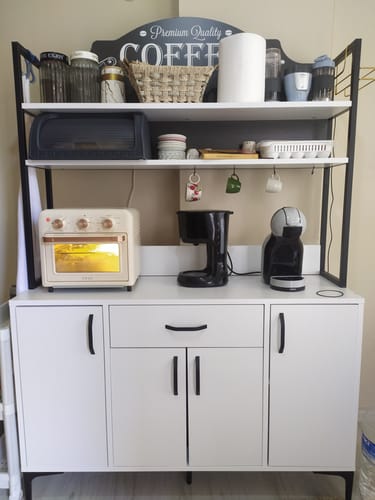 Customer photo review of Rani JE130 Kahve Köşesi Çok Amaçlı Dolap 4 Kapaklı 1 Çekmeceli Kiler Mutfak Dolabı Beyaz