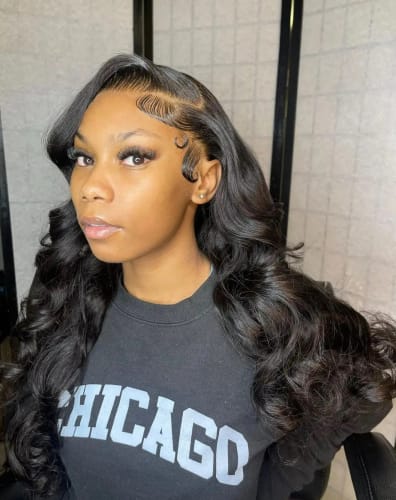 Customer photo review of Wear & Go | Pre-bleached Invisible Lace Wig Body Wave Pre-cut Lace Glueless Wig