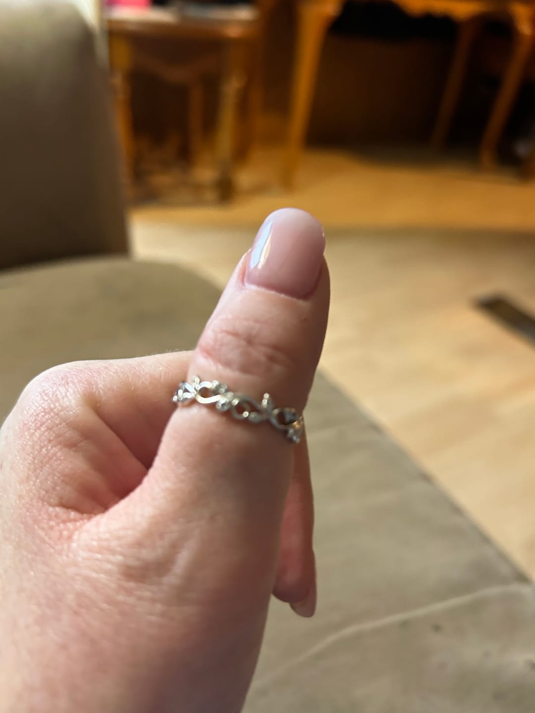 Customer photo review of Leaf Filigree CZ Ring in Sterling Silver
