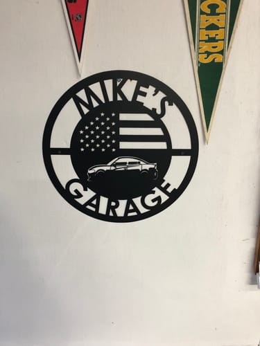 Customer photo review of Personalized Charger 392 Garage Sign