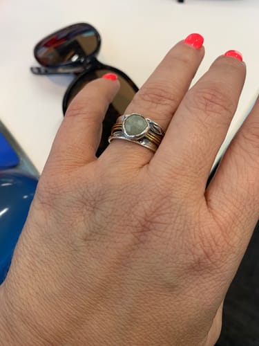 Customer photo review of Aquamarine Spinner Ring Inspired by Nature Sterling Silver