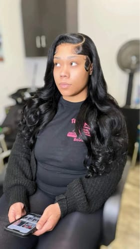 Customer photo review of Wear & Go | Pre-bleached Invisible Lace Wig Body Wave Pre-cut Lace Glueless Wig
