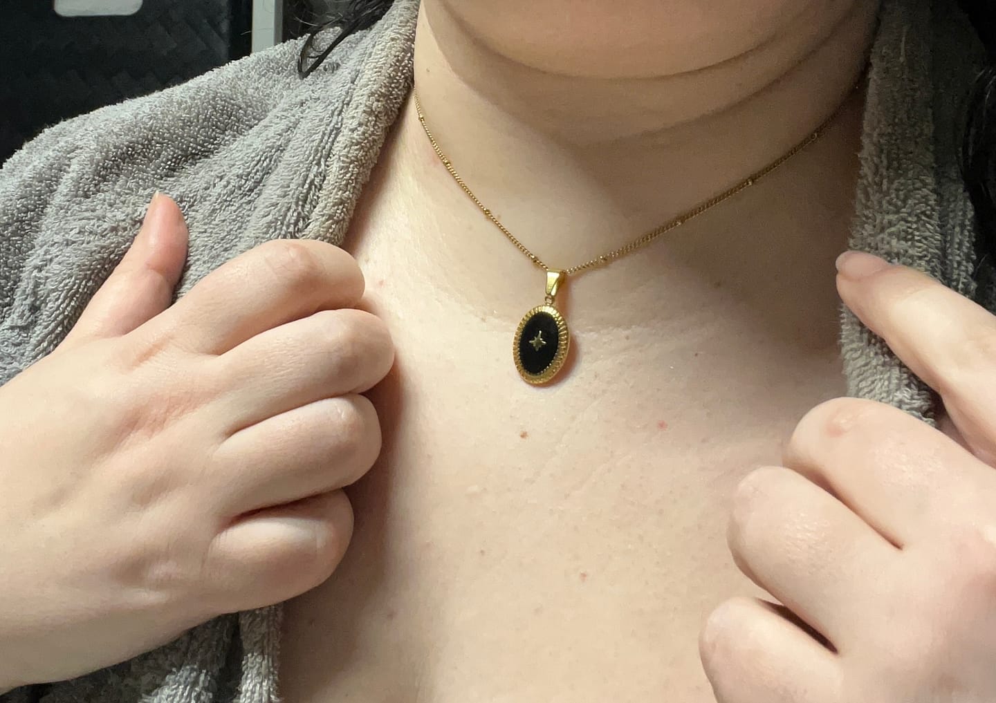 Customer photo review of Midnight Star Onyx Necklace
