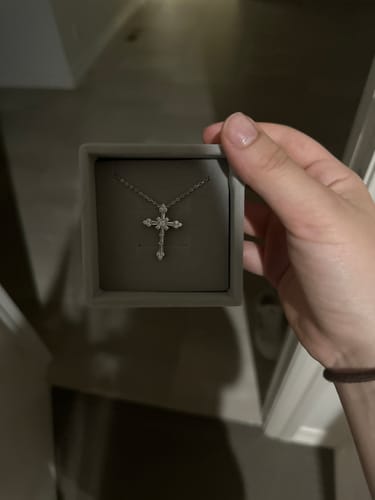Customer photo review of Byzantine Faith Cross Pendant Necklace